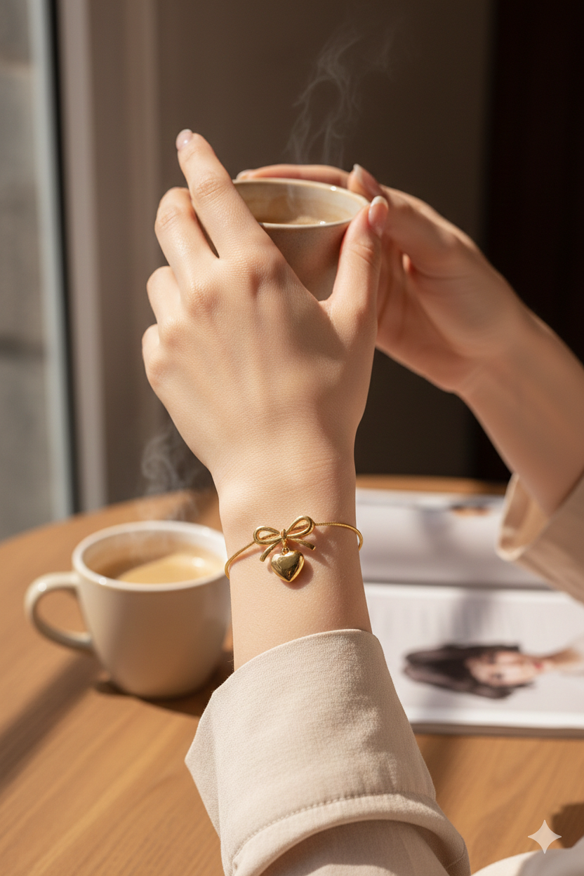 Amour Bow Heart Bracelet