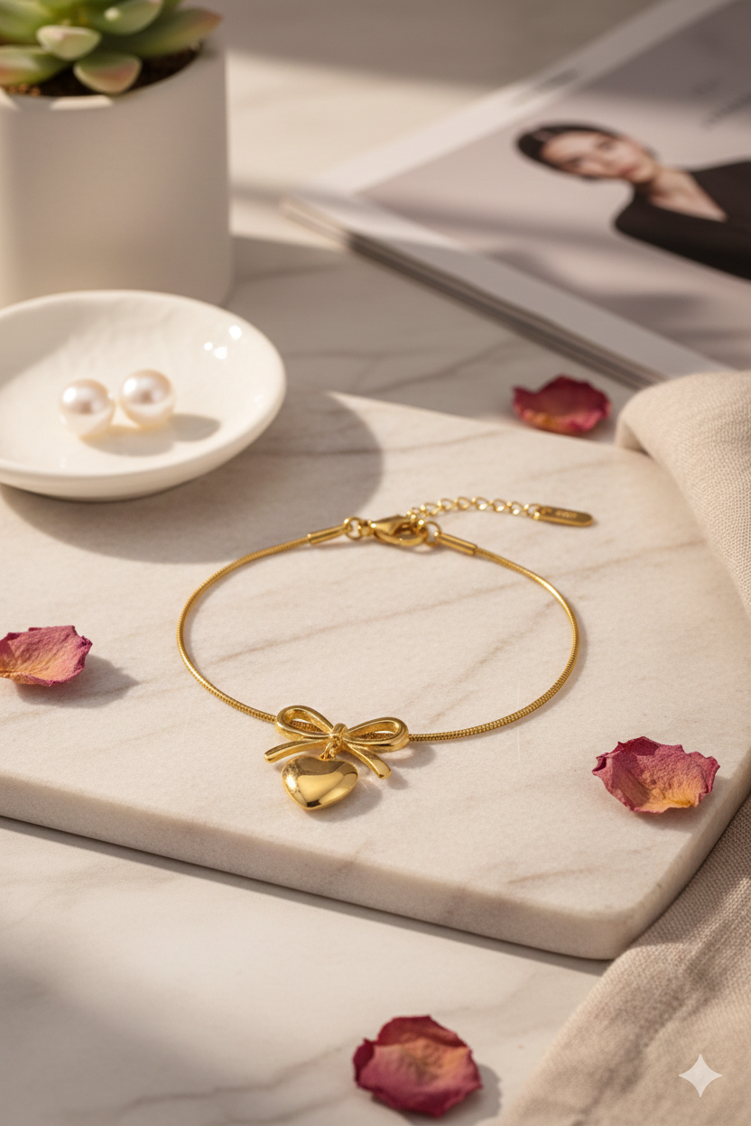 Amour Bow Heart Bracelet