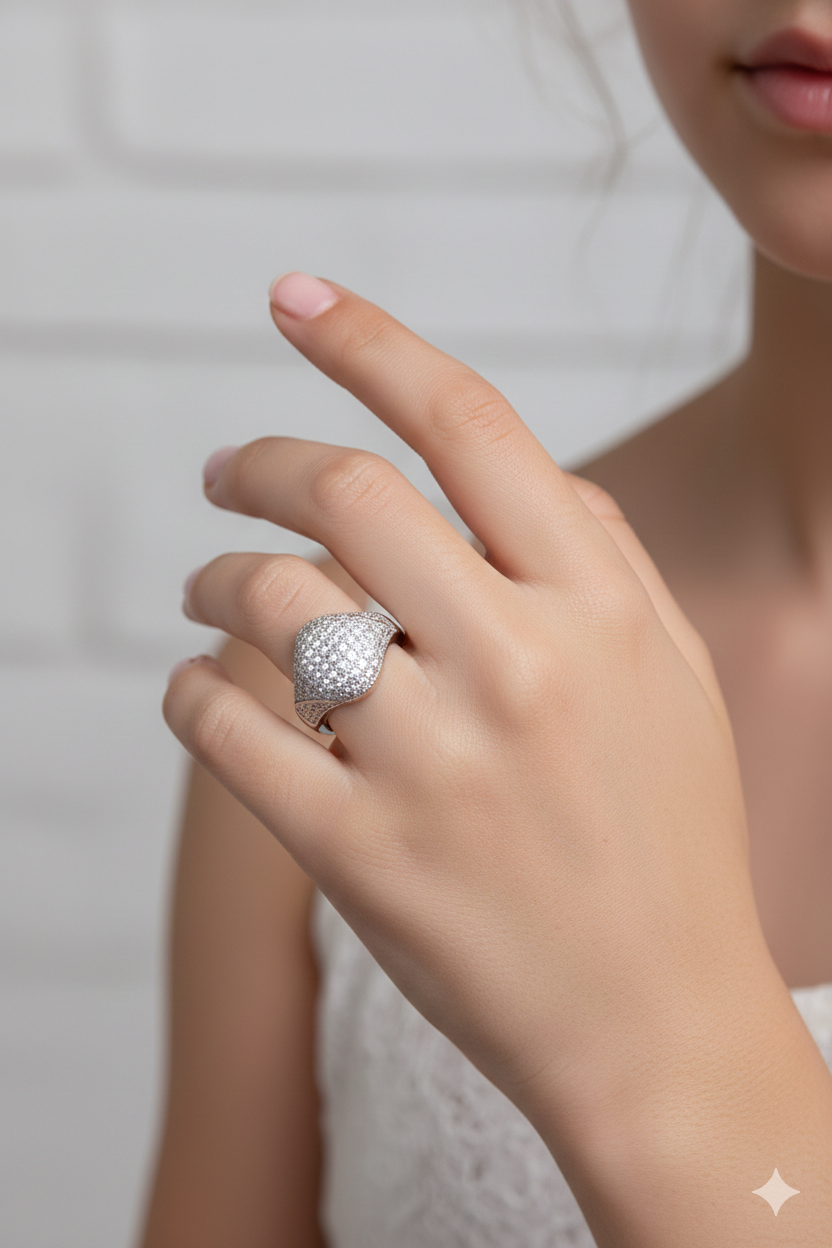 Pave Signet Statement Ring