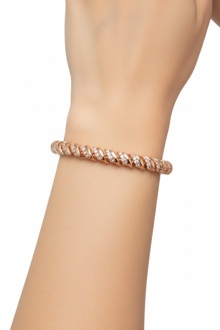Rose Gold Diamond Twisted Bracelet