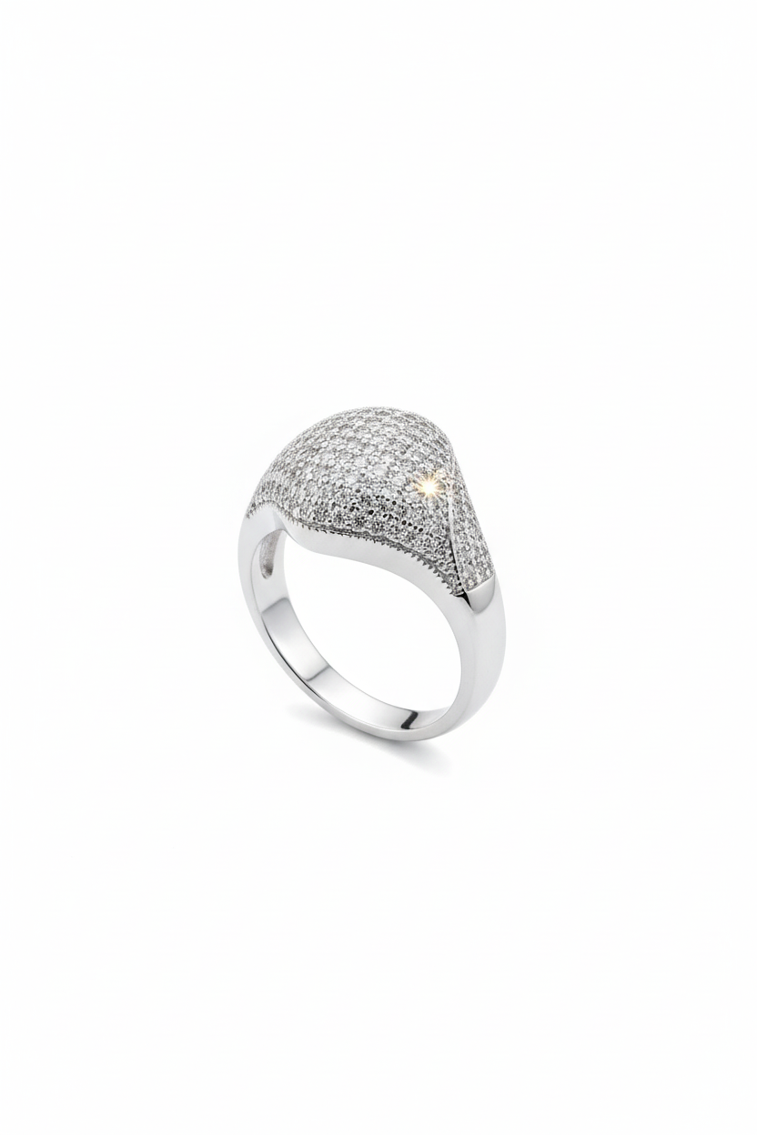 Pave Signet Statement Ring