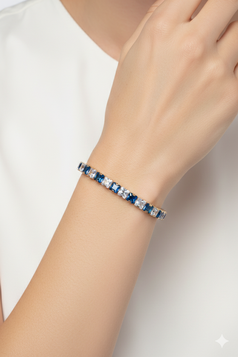 Radiant Prism Tennis Bracelet Sapphire Blue