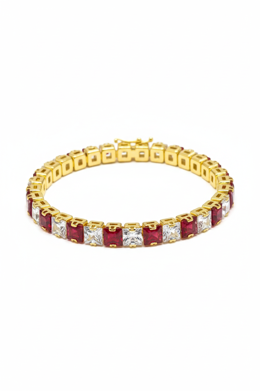 Radiant Prism Tennis Bracelet Ruby Red