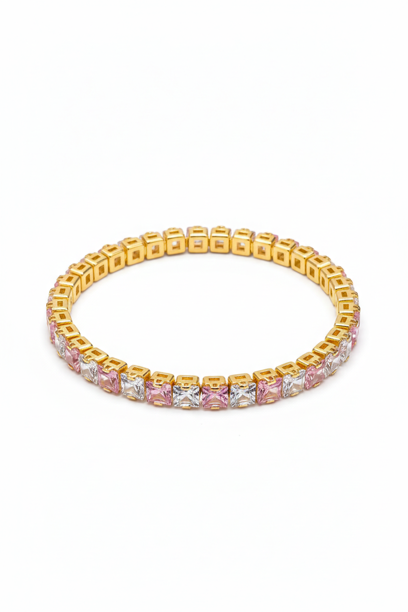 Radiant Prism Tennis Bracelet Rose Pink