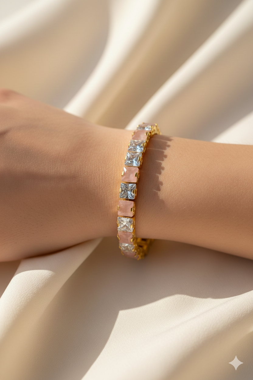 Radiant Prism Tennis Bracelet Blush Pink