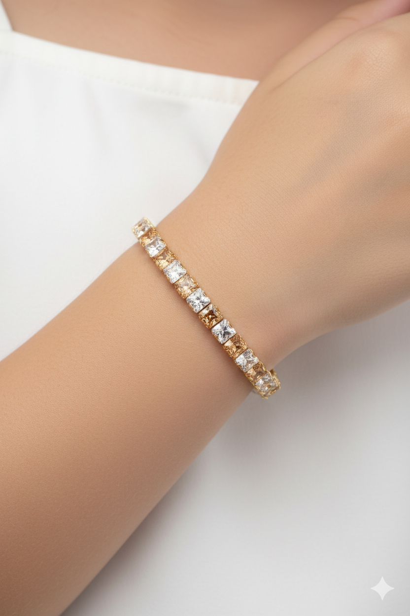Radiant Prism Tennis Bracelet Champagne