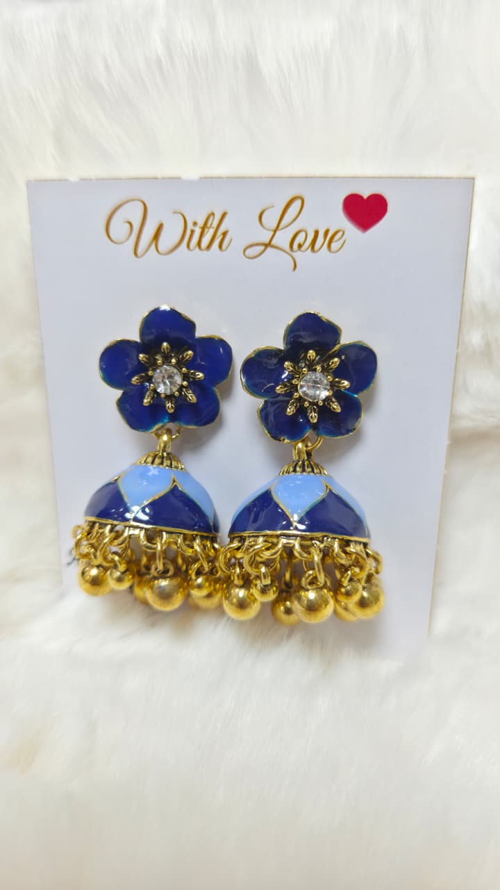Floral Enamel Jhumka