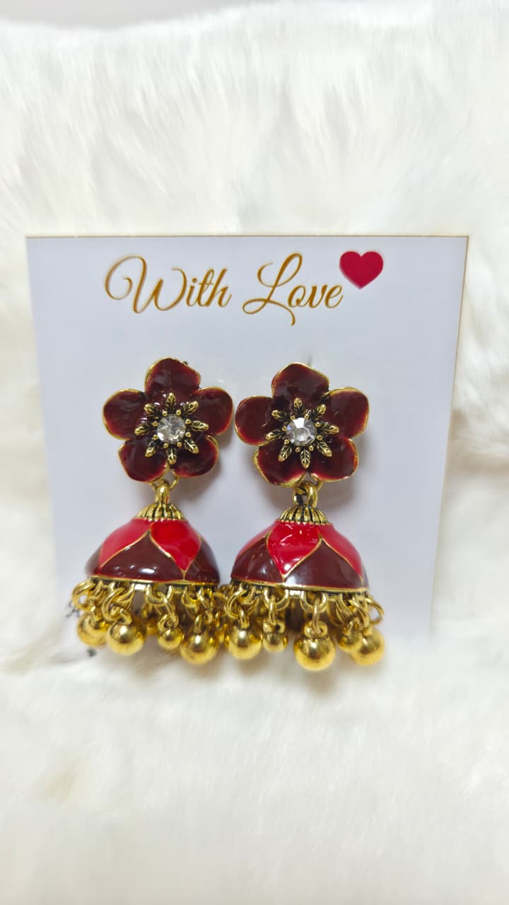Floral Enamel Jhumka