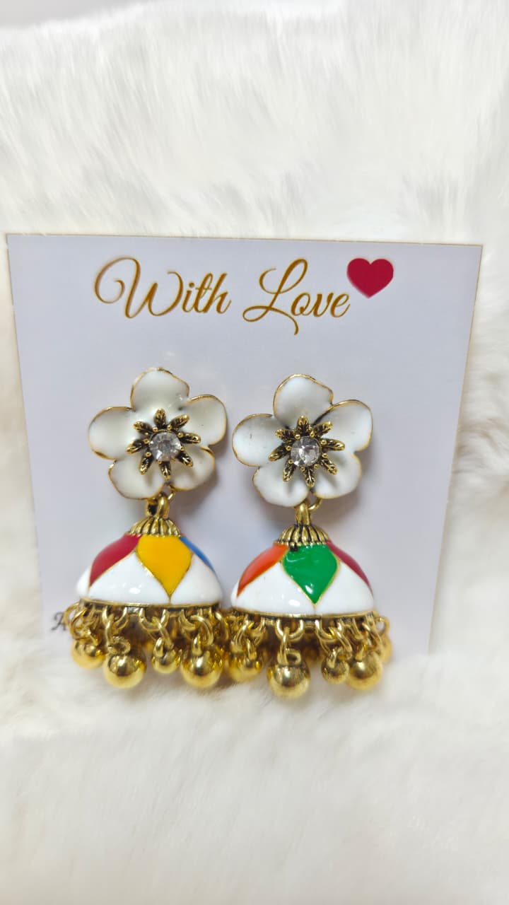 Floral Enamel Jhumka