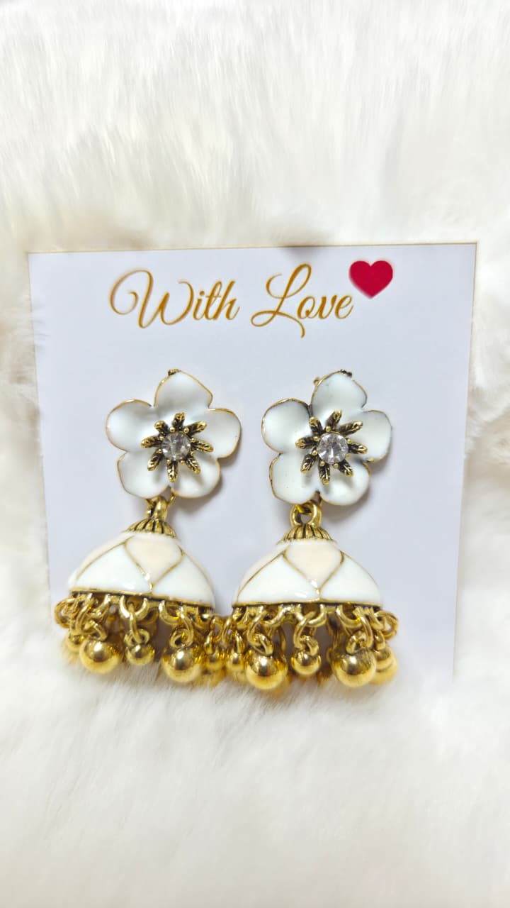 Floral Enamel Jhumka
