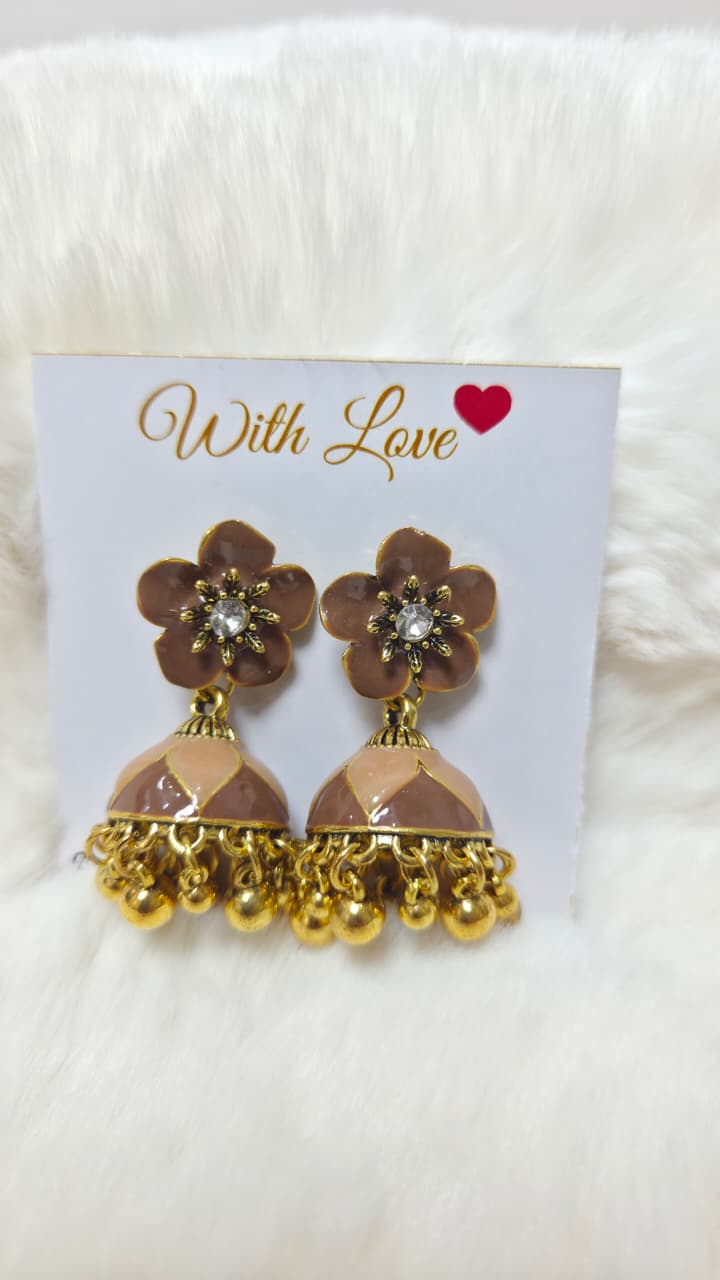 Floral Enamel Jhumka