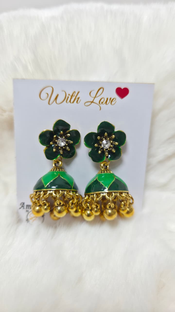 Floral Enamel Jhumka
