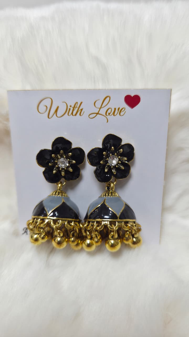 Floral Enamel Jhumka