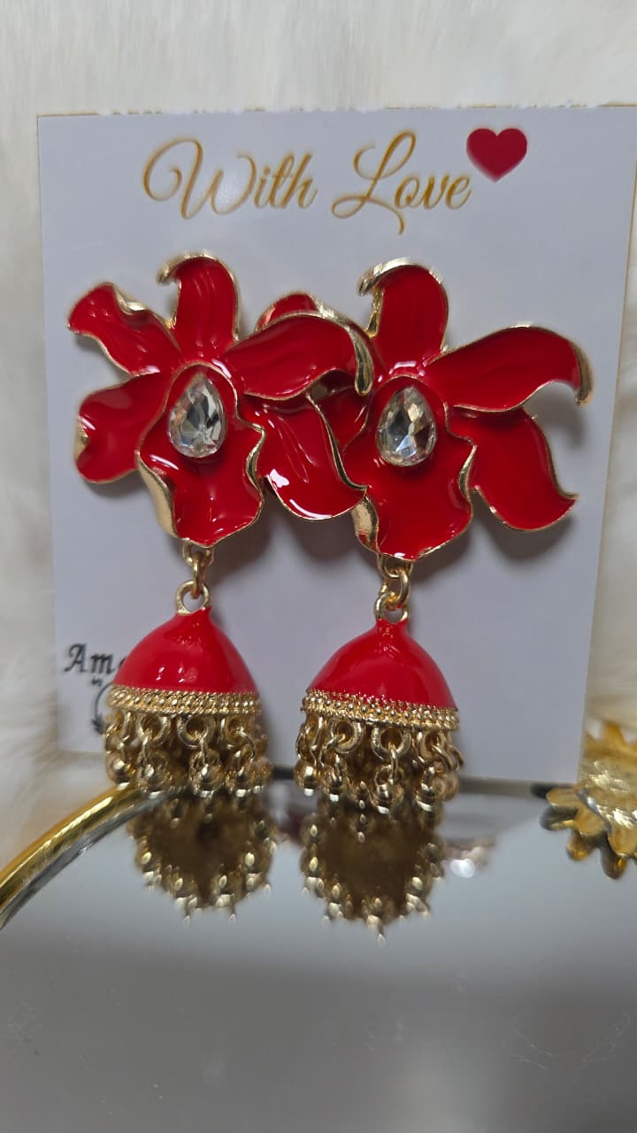 Orchid Enamel Jhumka