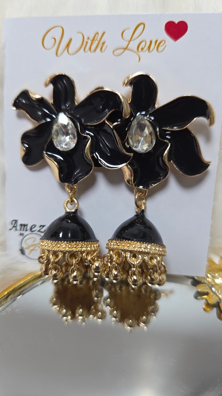 Orchid Enamel Jhumka