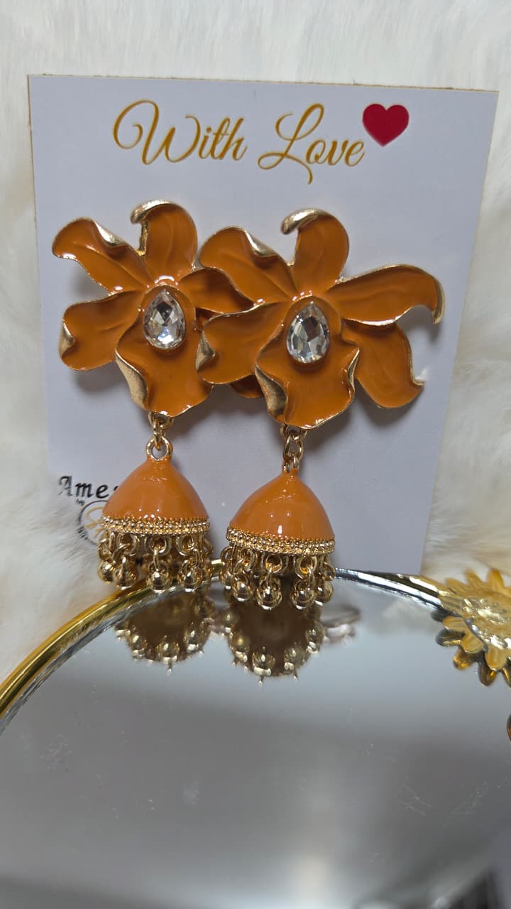 Orchid Enamel Jhumka