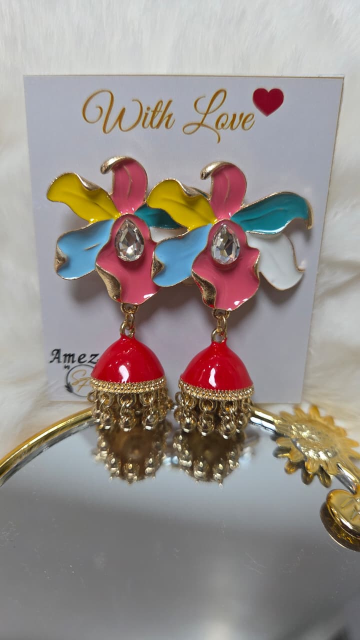 Orchid Enamel Jhumka